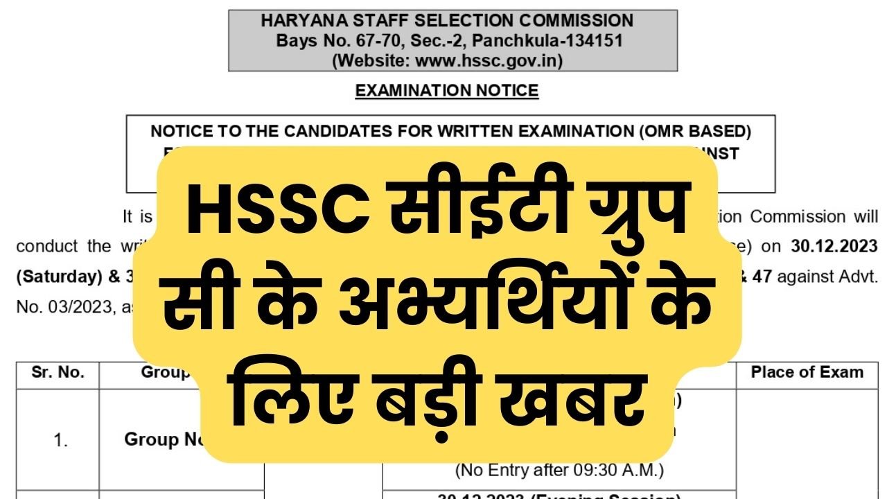 HSSC CET Mains Exam Date: HSSC सीईटी ग्रुप सी के अभ्यर्थियों के लिए बड़ी खबर, 5 ग्रुपों का इस तारीख को है पेपर